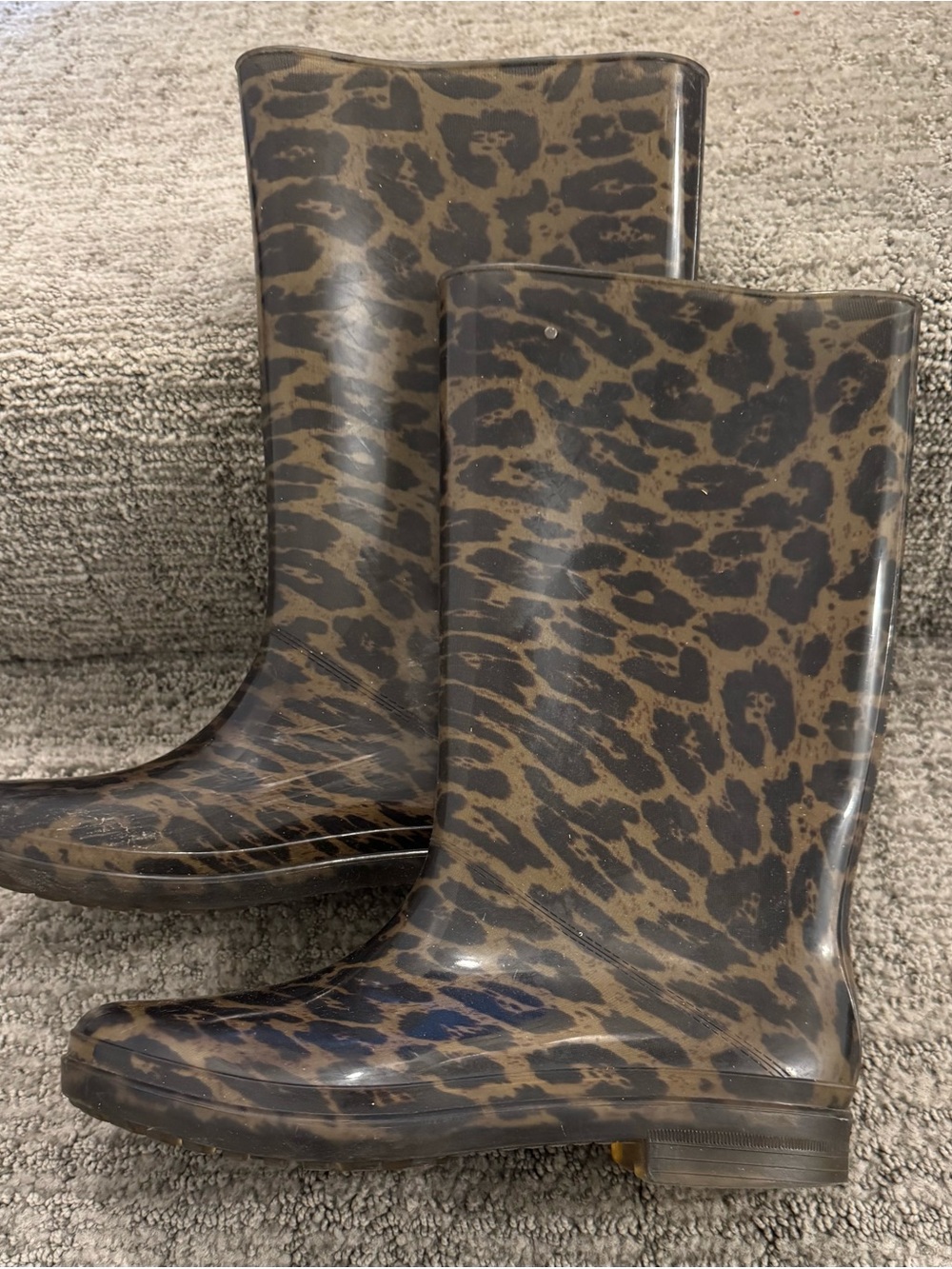 Size M - Stuart Weitzman Animal Print Brown & Black Rain Boots